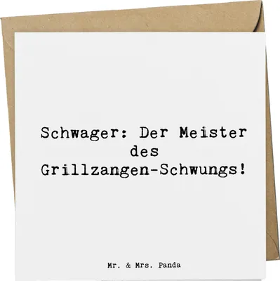 Produktbild von Mr. & Mrs. Panda Grußkarte Spruch Schwager Grillmeister - Weiß - Geschenk, doppelkarte, wichtige Person, herzerwärmende Sprüche, Familie, Humor, Freundschaft, anlasskarte