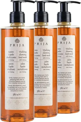 Produktbild von PRIJA Flüssigseife mit Ginseng 3x380ml – Vitalisierend & Vegan