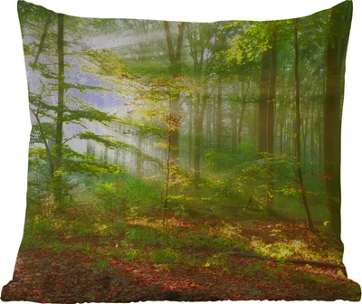 Produktbild von MuchoWow® Outdoor Kissen - Sonne - Wald - Bäume - Natur - Herbst - 50x50 cm - Wetterfest - Lounge Kissen - Komfortabel - Kissen mit Bild