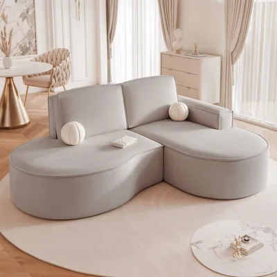 Produktbild von IDOHOME-Polsterecksofa SOFIA L 210 cm Grau Rechtsseitige freistehende Polsterecke Wohnlandschaft Gepolstertes modernes Eckcouch Sofa Riviera 91