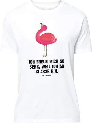 Produktbild von Mr. & Mrs. Panda Größe XL T-Shirt Flamingo Stolz - Weiß - Geschenk, Tochter, Rosa, Shirt, mit Spruch, Tshirt, Freude, Mama