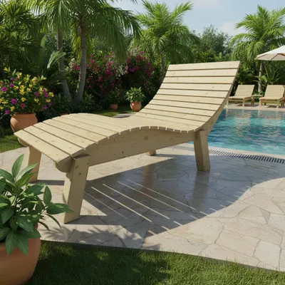 Produktbild von Holzliege Wellenliege Gartenliege Relaxliege "Liege-Franzi" (Fichte) Breite 90cm Einstiegshöhe 50cm mit Füßen