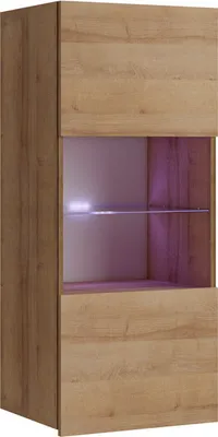 Produktbild von Vitrine Amanda Hängevitrine mit Teilweise Glastüren Hängeschrank Wandschrank (Goldene Eiche)