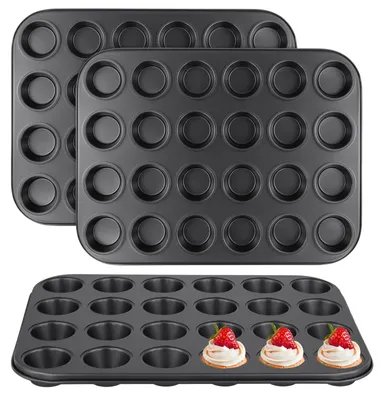 3er-Set Mini-Muffinbackformen, 24 Mulden, antihaft, 34x26x2,5 cm