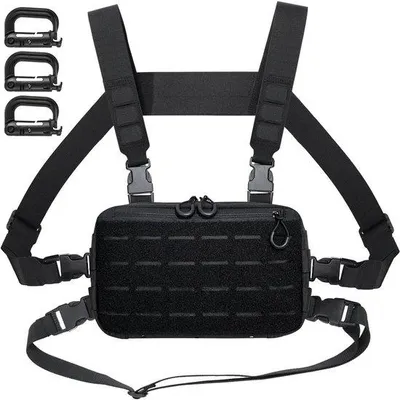 Obrázek produktu pro Taktický batoh pro muže – taktický batoh se 3 karabinami pro outdoorové aktivity – černý