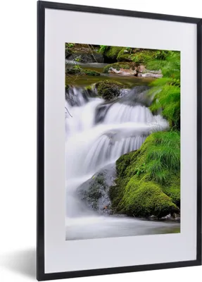 Produktbild von MuchoWow® Gerahmtes Poster Wasser - Natur - Wasserfall 40x60 cm - Poster mit Schwarzem Bilderrahmen Wandposter Rahmen Foto Bilder - Poster in Rahmen