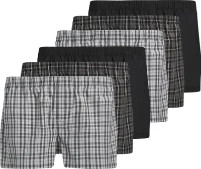 Produktbild von JACK&JONES Herren Web-Boxershorts, 6er Pack - JACMILANO WOVEN BOXERS 6 PACK , Baumwolle Schwarz/Grau XL
