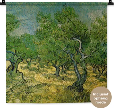 Produktbild von MuchoWow® Wandteppich Wandbehang Olivenhain - Vincent van Gogh 60x60 cm Tapisserie Dekoration Wandtuch - Dekorationen - Wand Decke