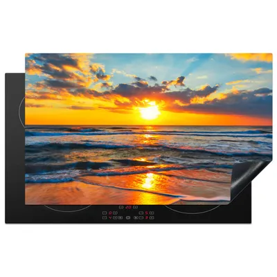 Obrázek produktu pro KitchenYeah® Krycí deska na sporák slunce - pláž - moře - západ slunce, 85x52cm, dekorace do kuchyně, keramická krycí deska na sporák, krycí deska na sporák