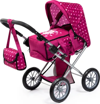 Produktbild von Bayer Design Puppenwagen City Star mit Tasche, wandelbar als Jogger, verstellbarer Griff, herausnehmbare Tasche, bordeaux