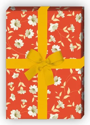 Produktbild von Wunderhübsches Blumen Geschenkpapier Set mit Ranken, orange - G8474, 32 x 48cm