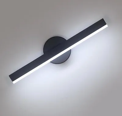 Image de Lampe LED moderne pour miroir de 12 W, orientable à 300°, 38 cm, noire, lampe de salle de bains