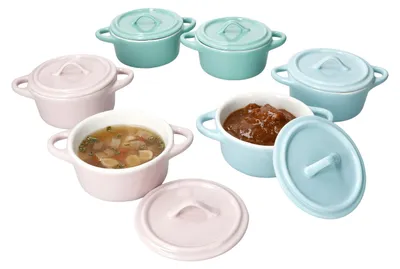 Produktbild von 6er Set Emilia Mini-Cocotte Pastell Rosa Mint Blau 100ml Mini-Topf