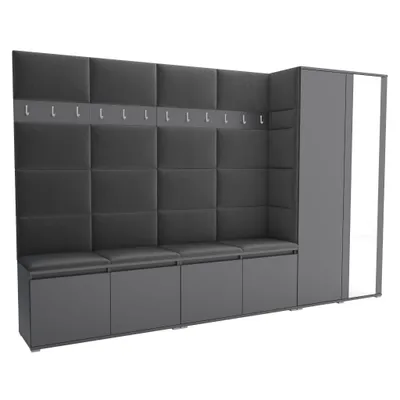 Produktbild von Garderobe LUTON 5 ANTHRACITE 15– Farbe: Anthrazit, moderner Schrank 40x290x186 cm, funktionale Lösung für den Flur, Garderobeschrank, Flurmöbel