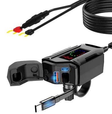 3-in-1 Motorrad-USB-Lader mit 70 cm Kabel, wasserdicht
