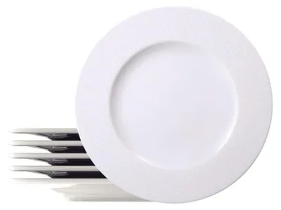 Porzellan-Speiseteller 28 cm, 6er Set, rund, weiß, spülmaschinenfest