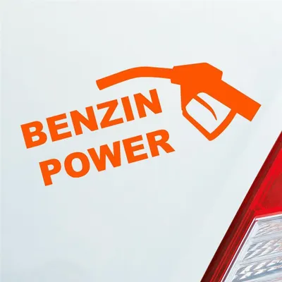 Produktbild von Auto Aufkleber Benzin Power Hoher Verbrauch Tanken 19x7 cm Orange Sticker Heckscheibenaufkleber