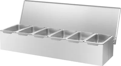Image de Distributeur d'épices - Boîte de rangement - 6 compartiments - Acier inoxydable alimentaire - Avec couvercles - Empilable - Chaque compartiment mesure 14 × 7,3 × 7 cm - Argent