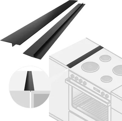 Productafbeelding van Fornuisafdichting - Set van 2 - 63 cm - Siliconen - Antislip - Hittebestendig - Zwart
