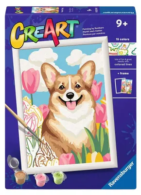 Immagine prodotto di Ravensburger CreArt Pittura con i numeri - Corgi fiorito