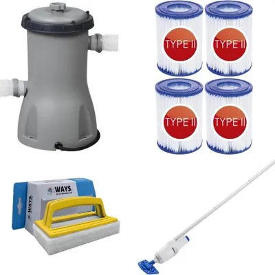 Zdjęcie produktu dla Bestway - Odkurzacz basenowy AquaReach & pompa filtrująca 3028 L/u & 4 filtry typu II & szczotka szorująca WAYS