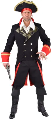 Produktbild von M217203-XXL schwarz-rot Herren Pirat Offiziers Admiral Mantel-Jacke Napoleon Gr.XXL=62