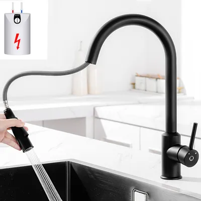 Produktbild von Niederdruck  Ausziehbarer Küchenarmatur CECIPA Schwarz Spültischarmatur  Küche Wasserhahn mit 2 Strahlarten