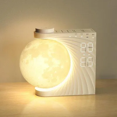 Produktbild von Mondlampe mit Lichtwecker, Doppelalarm, Snooze, 8 Farben