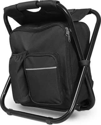 Produktbild von Verk 01673_CZ Klappbarer Campinghocker mit Rucksack, Thermotasche 3 in 1, schwarz