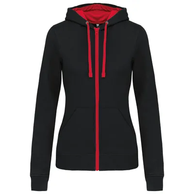 Produktbild von Kariban DAMEN-KAPUZENSWEATSHIRT BICOLOR mit Reißverschluss