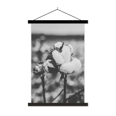 Produktbild von MuchoWow® Textilposter Baumwolle - Pflanzen - Schwarz - Weiß 120x180 cm mit schwarzem Rahmen - Fotos