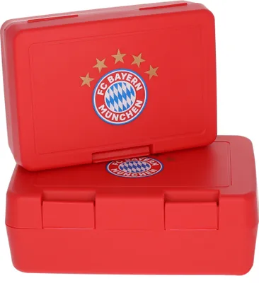 Immagine prodotto di Set di 2 scatole rosse da merenda del Bayern Monaco con logo, 18 x 13 x 6,5 cm