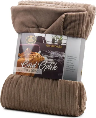 Produktbild von Gözze Kuscheldecke Wohndecke Cord Optik 150 x 200 cm  taupe