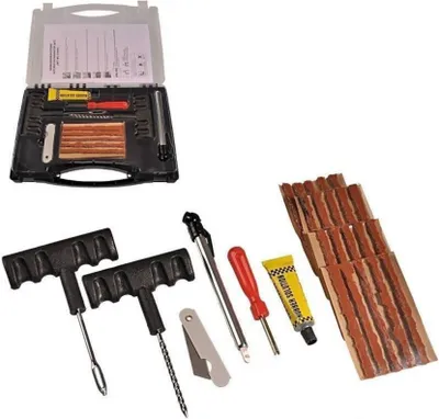 Produktbild von Benson Automotive 28-teiliges Reifenreparaturset für Autoreifen, Motorrad- und Scooter-Reifen – Enthält Reifenreparaturwerkzeuge und Zubehör für eine schnelle Pannenhilfe