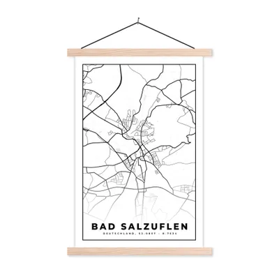 Produktbild von MuchoWow® Textilposter Karte - Bad Salzuflen - Karte - Stadtplan 40x60 cm mit holzfarbenen Rahmen - Poster