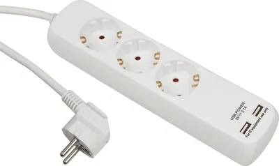 Immagine prodotto di Presa di corrente McPower, a 3 vie con protezione a innesto, 2x USB, cavo di alimentazione da 1,5 m