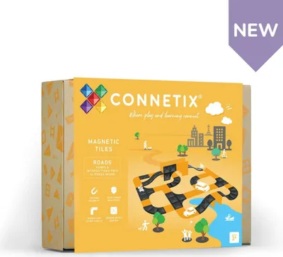 Produktbild von Connetix magnetisches Spielzeug Straßen Rampen Kreuzungen 16 Stück schwarz