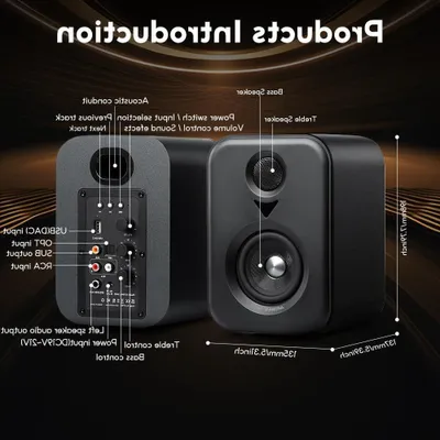 Image de Haut-parleur actif - Enceintes stéréo - Diffusion de musique - Bluetooth 5.3 - Haut-parleur de graves de 3 pouces - Noir