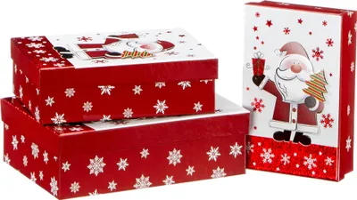 Produktbild von 3-tlg. Set Geschenkboxen Weihnachten in 3-D-Optik Geschenkkarton Weihnachtsverpackung Geschenkschachtel