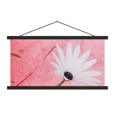 Produktbild von MuchoWow® Textilposter Blumen - Rosa - Vintage 120x60 cm mit schwarzem Rahmen - Dekoration Schlafzimmer