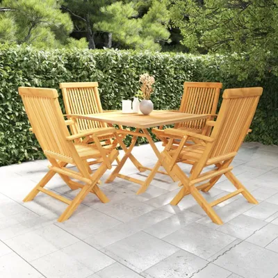 Produktbild von The Living Store 5-tlg. Garten-Essgruppe Massivholz Teak