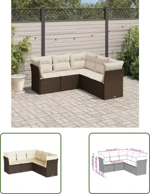 Produktbild von The Living Store 5-tlg. Garten-Sofagarnitur mit Kissen Braun Poly Rattan