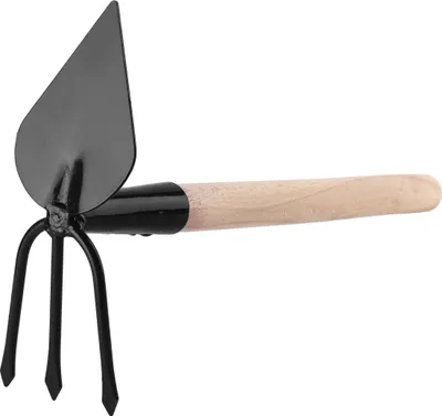 Produktbild von Garronda Unkrauthacke gespitzt mit Harke Gartenhacke klein Handhacke mit Rechen GD-0007 (Unkrauthacke: Schwarz, Herzform)