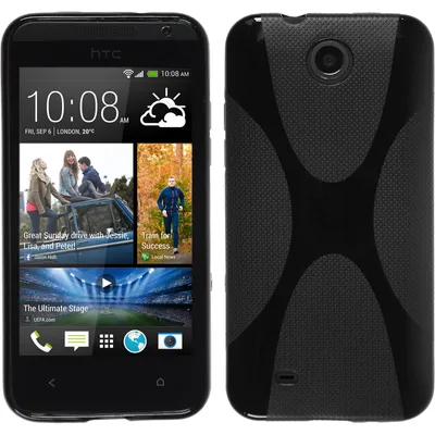Produktbild von PhoneNatic Case kompatibel mit HTC Desire 300 - schwarz Silikon Hülle X-Style + 2 Schutzfolien