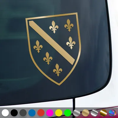 Produktbild von PantherPixel Bosnien Aufkleber Wappen Flagge Fahne Bosna Sticker Auto Geschenkidee Farbe Gold