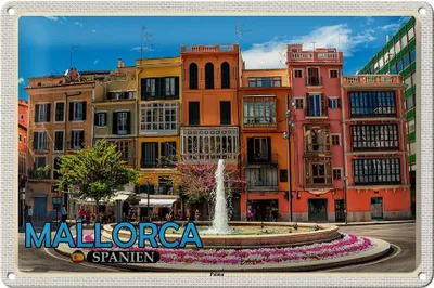 Produktbild von Blechschild Reise 30x20cm Mallorca Spanien Palma Brunnen Urlaub
