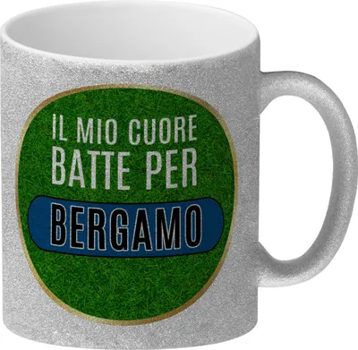 Produktbild von Il mio cuore batte per Bergamo Glitzer-Kaffeebecher Calcio regiert dein Leben?