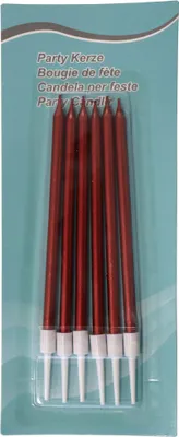 Produktbild von Tortenkerzen Rot mit Halter 11 cm, 6 Stück, für Geburtstagstorte, Jubiläum, Hochzeit
