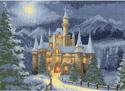Produktbild von Heritage Kreuzstich Stickpackung Aida "Weihnachtsmärchenschloss (A)", Zählmuster, JCFC1823-A, 31x22cm