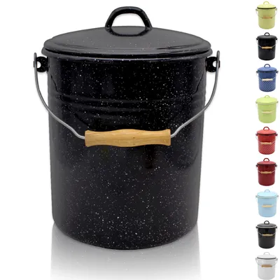 Produktbild von Karl Krüger M10G Mülleimer mit Deckel gesprenkelt, emailliert, 10 Liter